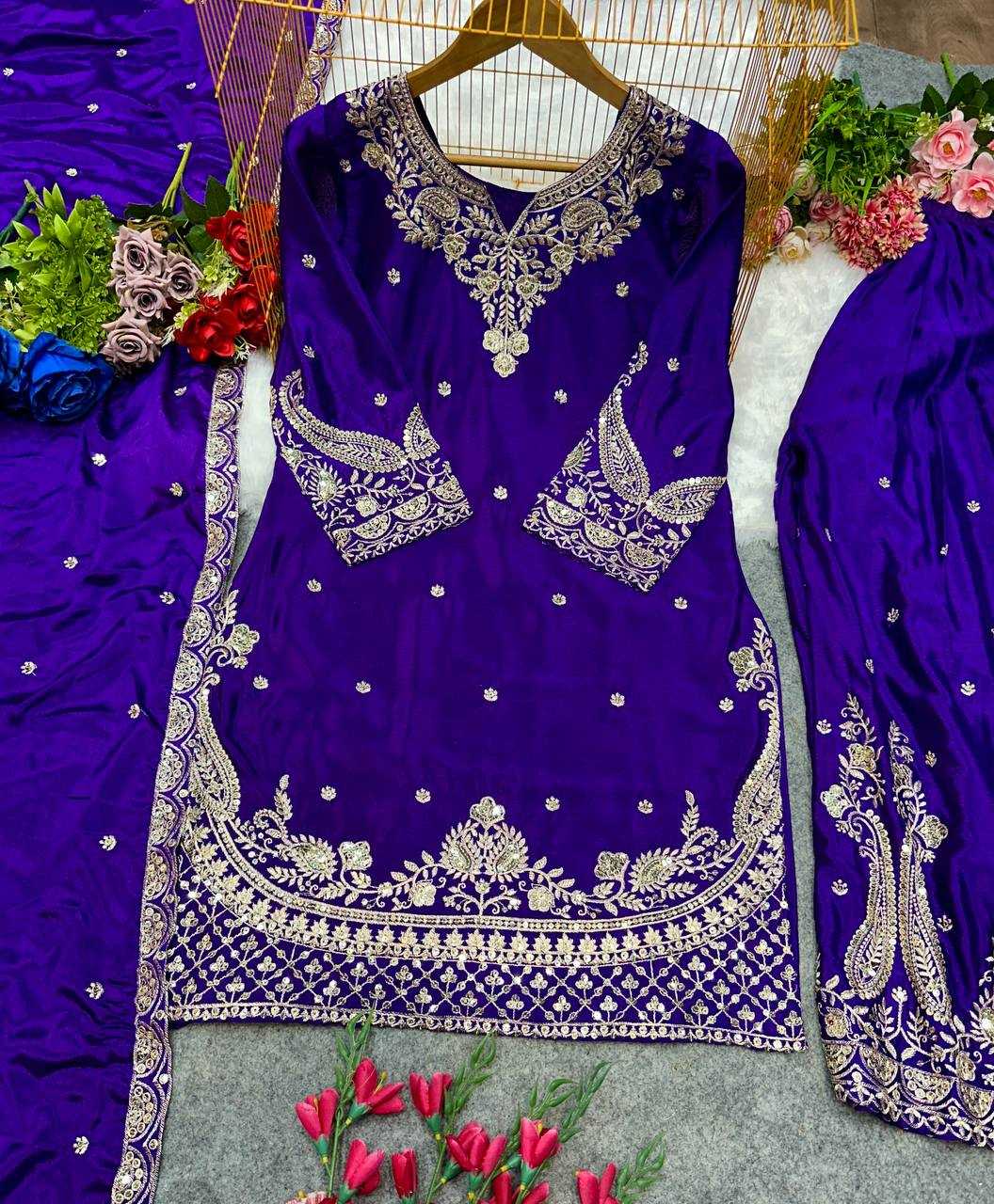 Ynf Heavy Chinnon Silk KESH523 267 Suits & Dresses Wedding Collections Festive Collections Wholesale Ladies Silk Suit Designer Suits Embroidered Suits Manufacturer