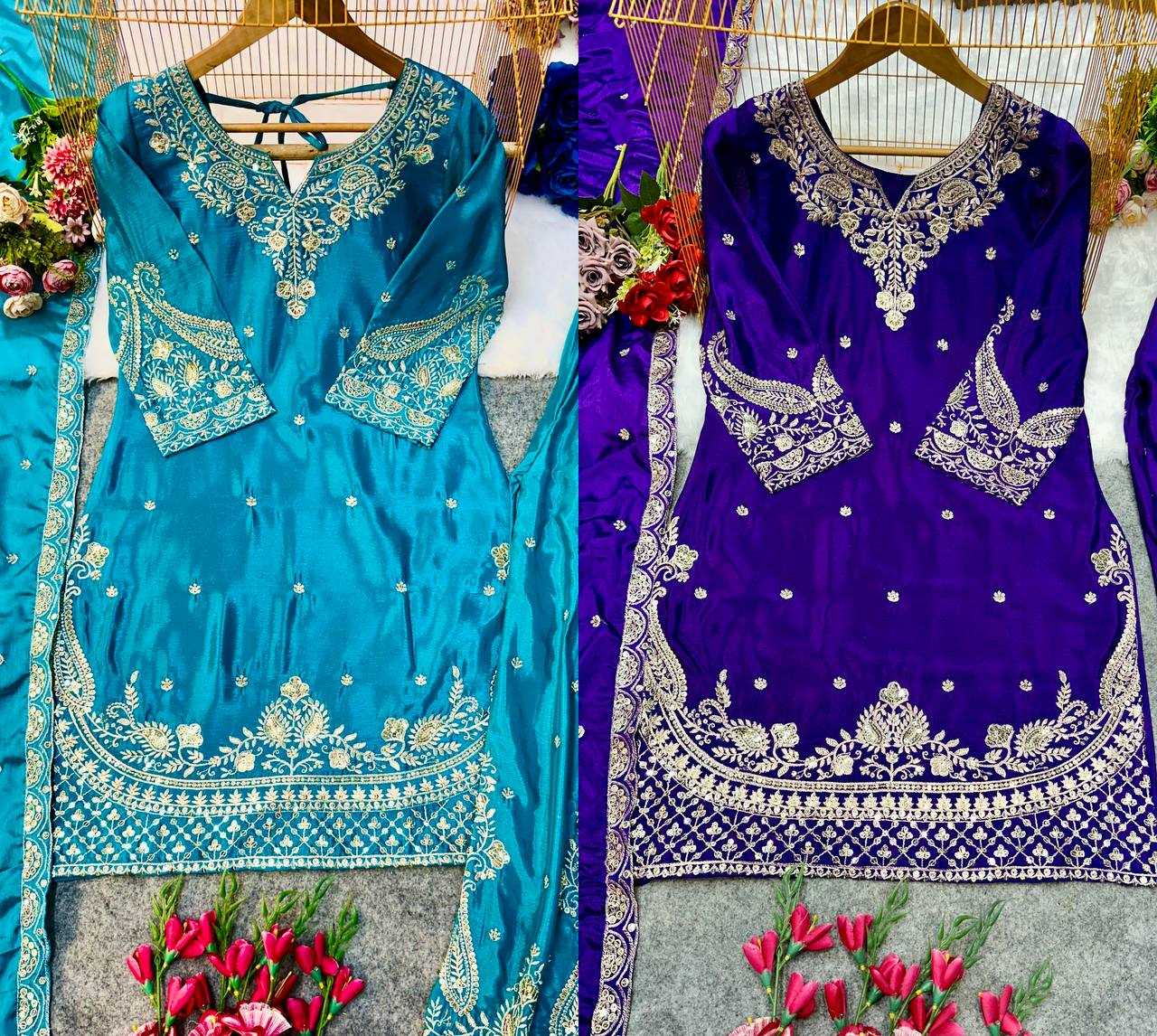 Ynf Heavy Chinnon Silk KESH523 267 Suits & Dresses Wedding Collections Festive Collections Wholesale Ladies Silk Suit Designer Suits Embroidered Suits Manufacturer