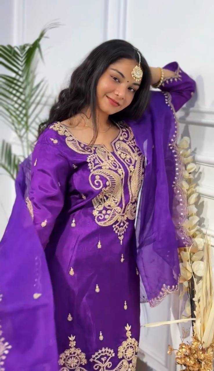 Ynf Heavy Chinnon Silk KESH523 269 Suits & Dresses Wedding Collections Festive Collections Wholesale Sharara Salwar Suits Ladies Silk Suit Embroidered Suits Manufacturer