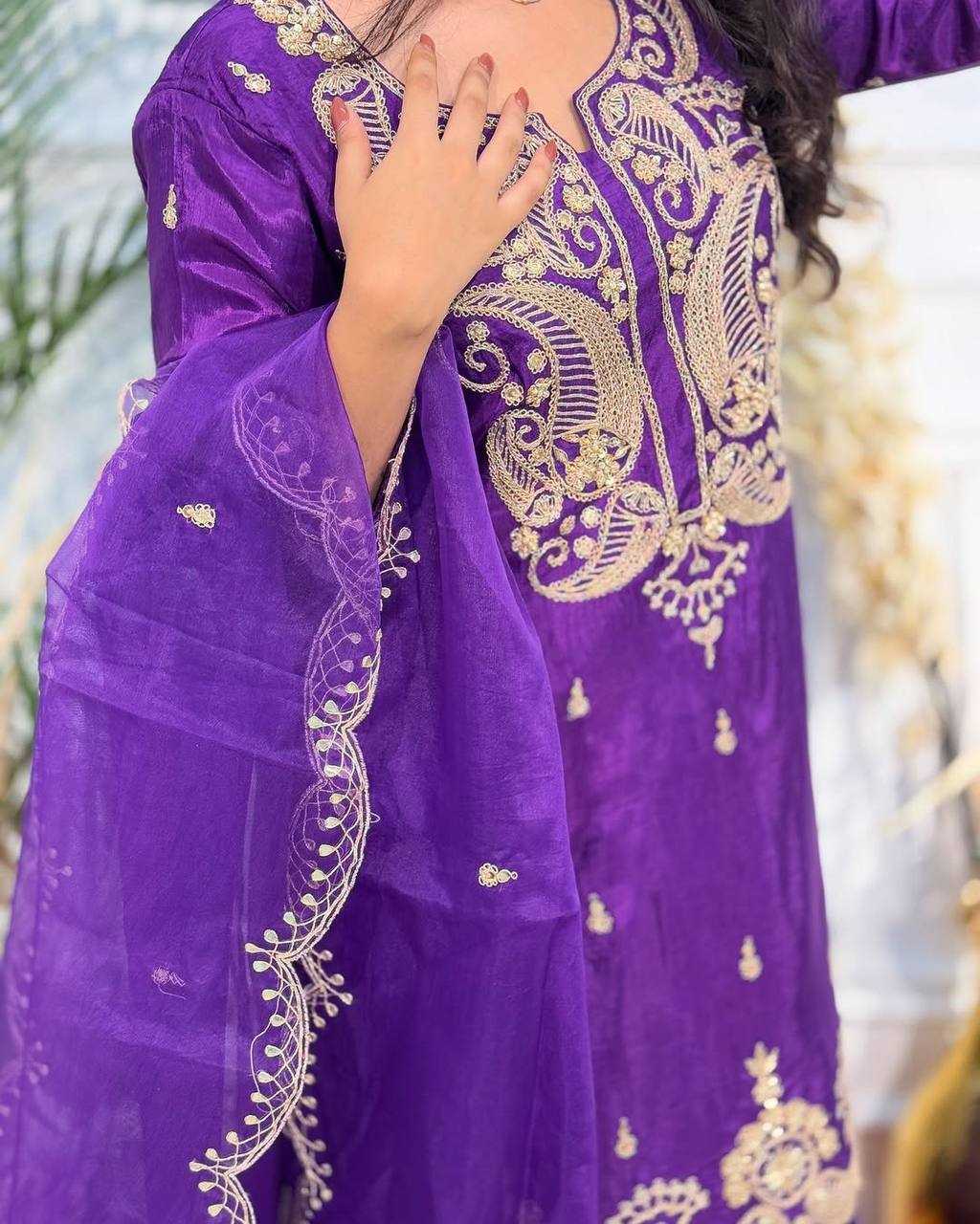 Ynf Heavy Chinnon Silk KESH523 269 Suits & Dresses Wedding Collections Festive Collections Wholesale Sharara Salwar Suits Ladies Silk Suit Embroidered Suits Manufacturer
