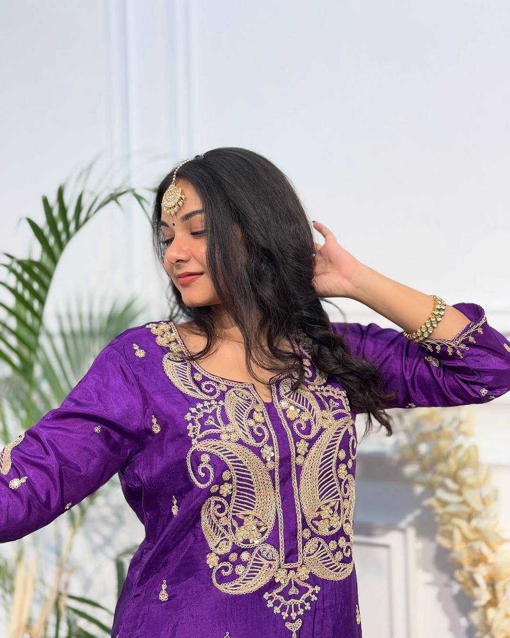 Ynf Heavy Chinnon Silk KESH523 269 Suits & Dresses Wedding Collections Festive Collections Wholesale Sharara Salwar Suits Ladies Silk Suit Embroidered Suits Manufacturer