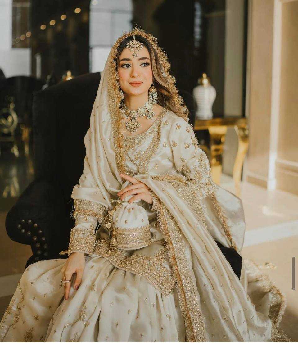 Ynf Heavy Chinnon Silk KESH523 270 Suits & Dresses Wedding Collections Festive Collections Wholesale Sharara Salwar Suits Embroidered Suits Wedding Outfits Manufacturer
