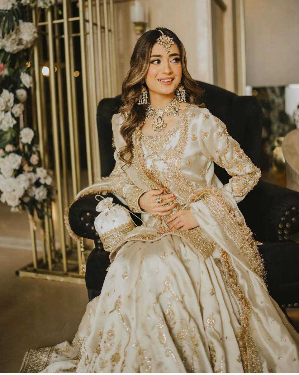 Ynf Heavy Chinnon Silk KESH523 270 Suits & Dresses Wedding Collections Festive Collections Wholesale Sharara Salwar Suits Embroidered Suits Wedding Outfits Manufacturer