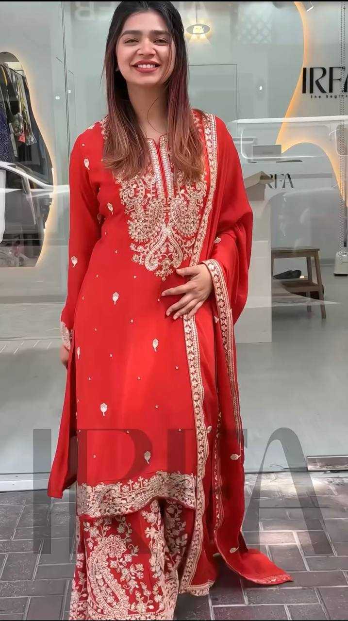 Ynf Heavy Chinnon Silk KESH523 271 Suits & Dresses Wedding Collections Festive Collections Wholesale Sharara Salwar Suits Embroidered Suits Wedding Outfits Manufacturer