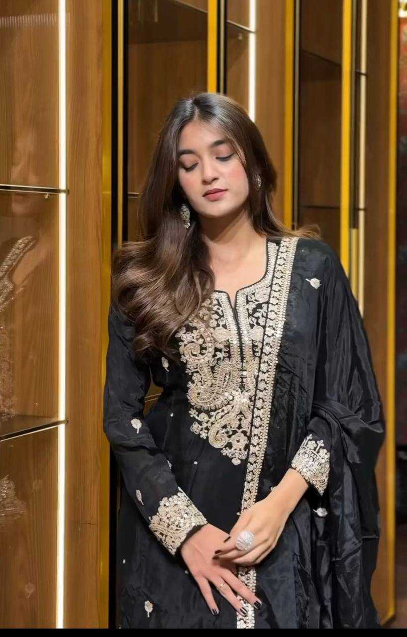 Ynf Heavy Chinnon Silk KESH523 271 Suits & Dresses Wedding Collections Festive Collections Wholesale Sharara Salwar Suits Embroidered Suits Wedding Outfits Manufacturer