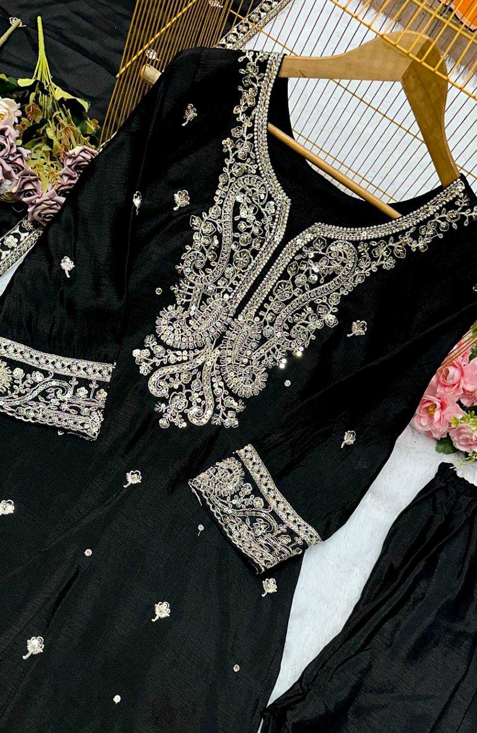 Ynf Heavy Chinnon Silk KESH523 271 Suits & Dresses Wedding Collections Festive Collections Wholesale Sharara Salwar Suits Embroidered Suits Wedding Outfits Manufacturer