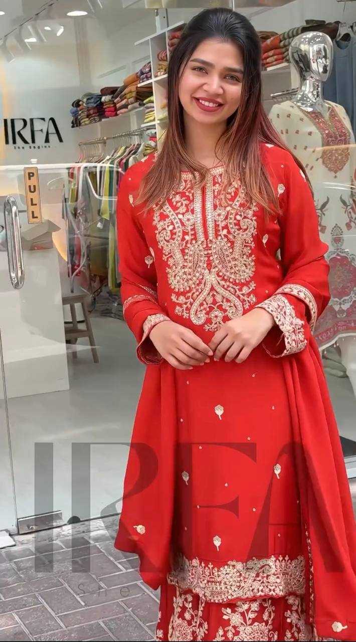 Ynf Heavy Chinnon Silk KESH523 271 Suits & Dresses Wedding Collections Festive Collections Wholesale Sharara Salwar Suits Embroidered Suits Wedding Outfits Manufacturer
