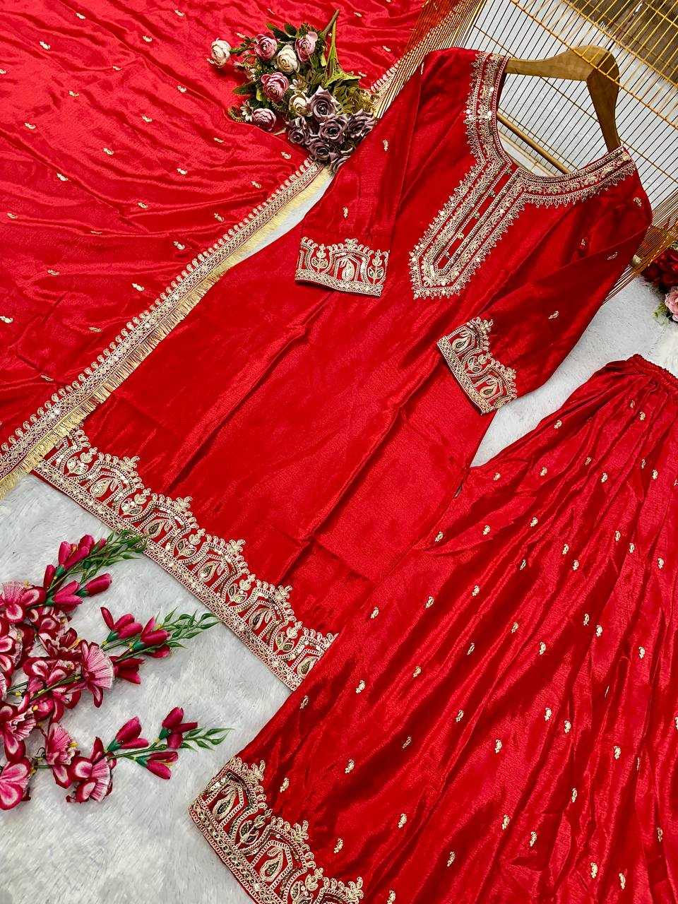 Ynf Heavy Chinnon Silk KESH523 279 Suits & Dresses Wedding Collections Festive Collections Wholesale Ladies Silk Suit Embroidered Suits Wedding Outfits Manufacturer
