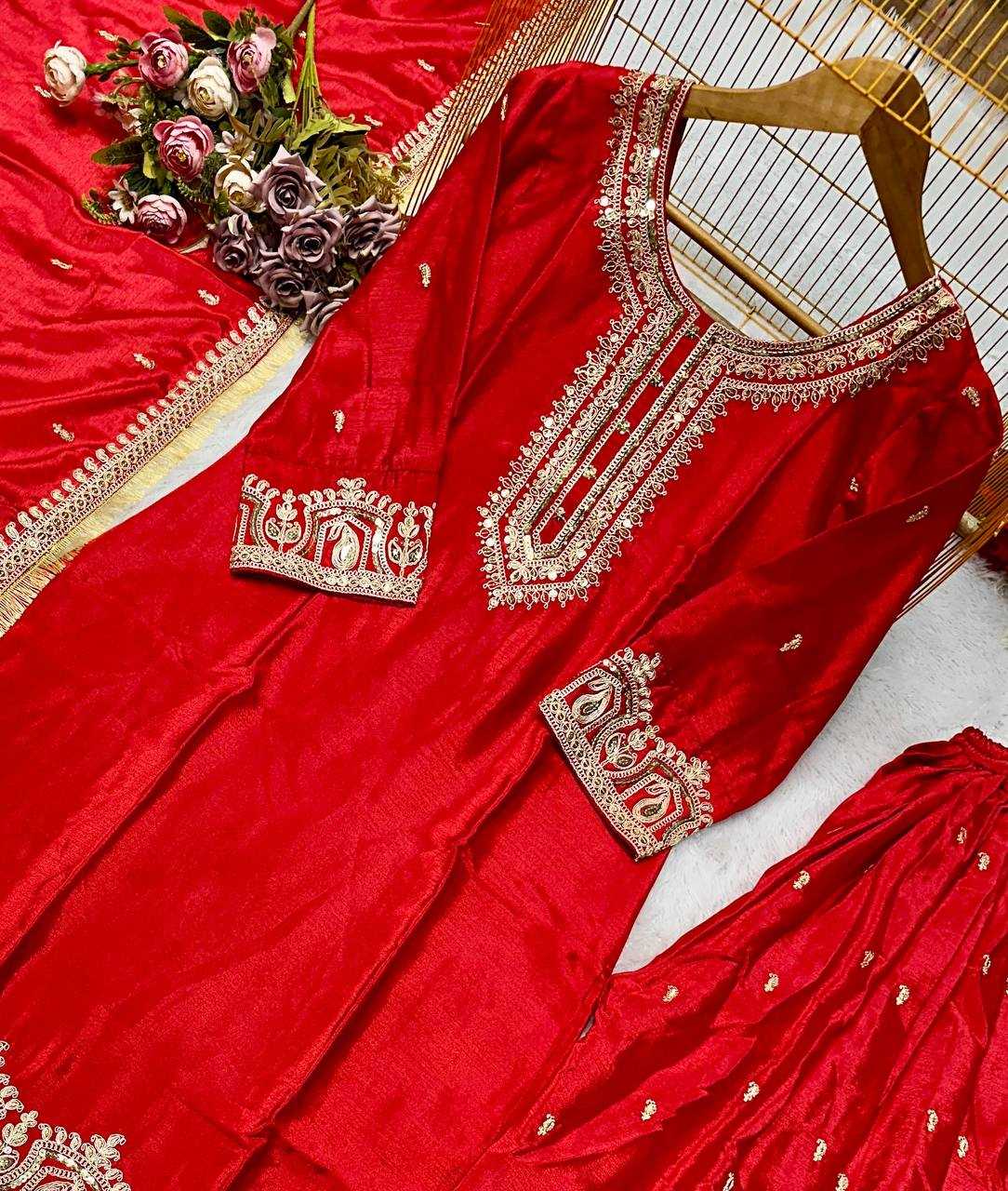 Ynf Heavy Chinnon Silk KESH523 279 Suits & Dresses Wedding Collections Festive Collections Wholesale Ladies Silk Suit Embroidered Suits Wedding Outfits Manufacturer