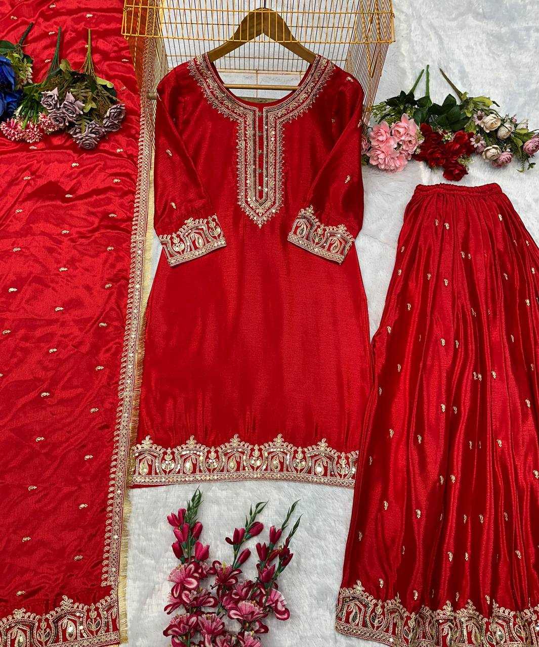 Ynf Heavy Chinnon Silk KESH523 279 Suits & Dresses Wedding Collections Festive Collections Wholesale Ladies Silk Suit Embroidered Suits Wedding Outfits Manufacturer