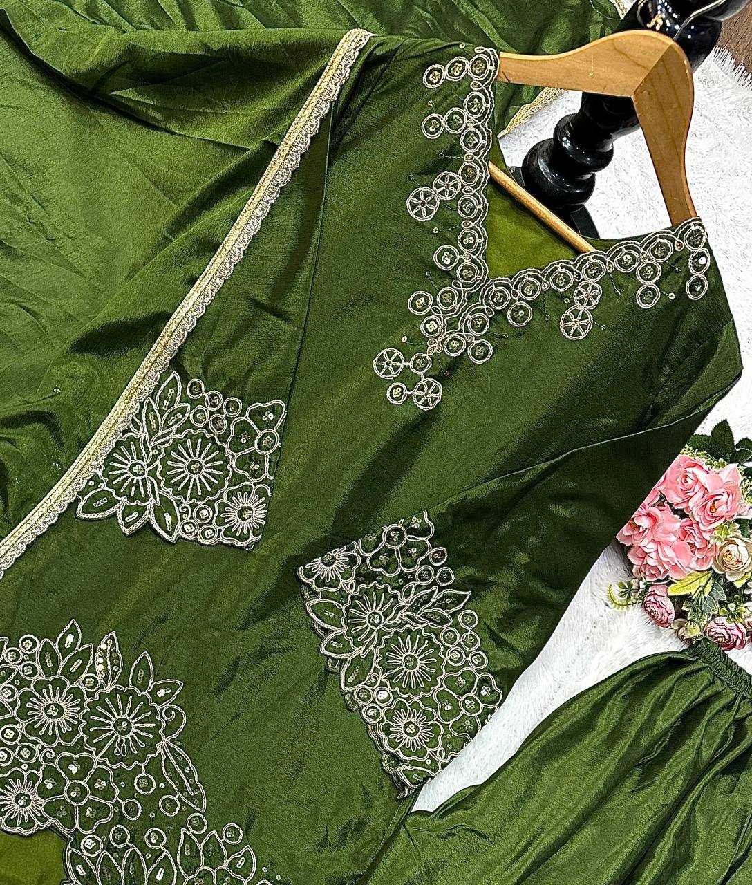 Ynf Heavy Chinnon Silk KESH523 281 Suits & Dresses Wedding Collections Festive Collections Wholesale Embroidery Suits Ladies Silk Suit Designer Suits Manufacturer