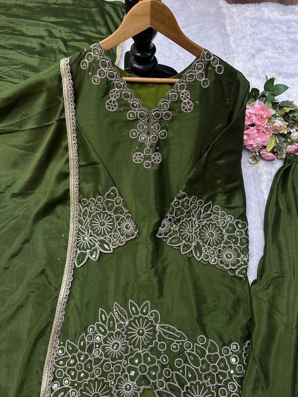 Ynf Heavy Chinnon Silk KESH523 281 Suits & Dresses Wedding Collections Festive Collections Wholesale Embroidery Suits Ladies Silk Suit Designer Suits Manufacturer