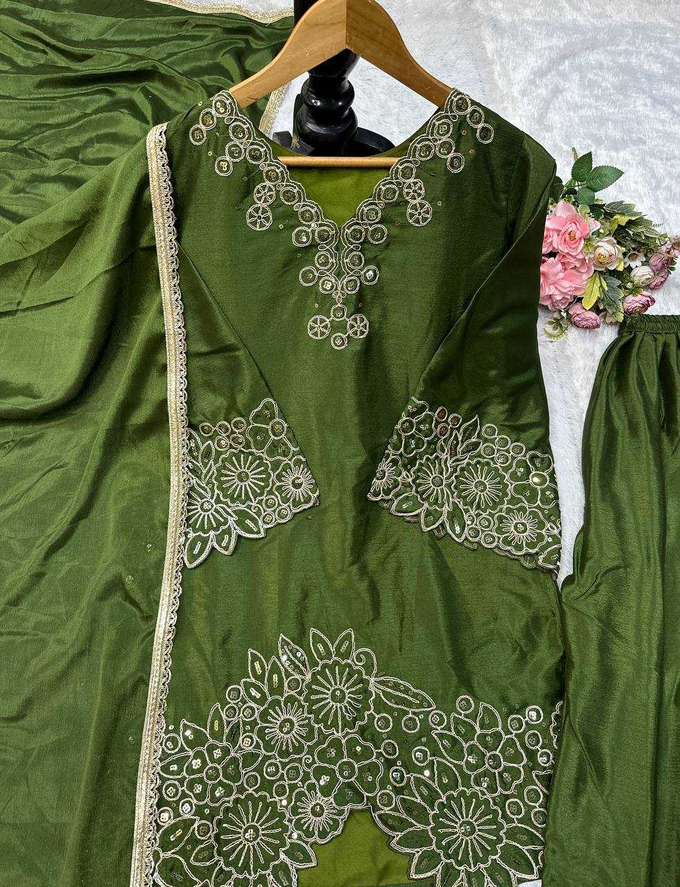 Ynf Heavy Chinnon Silk KESH523 281 Suits & Dresses Wedding Collections Festive Collections Wholesale Embroidery Suits Ladies Silk Suit Designer Suits Manufacturer