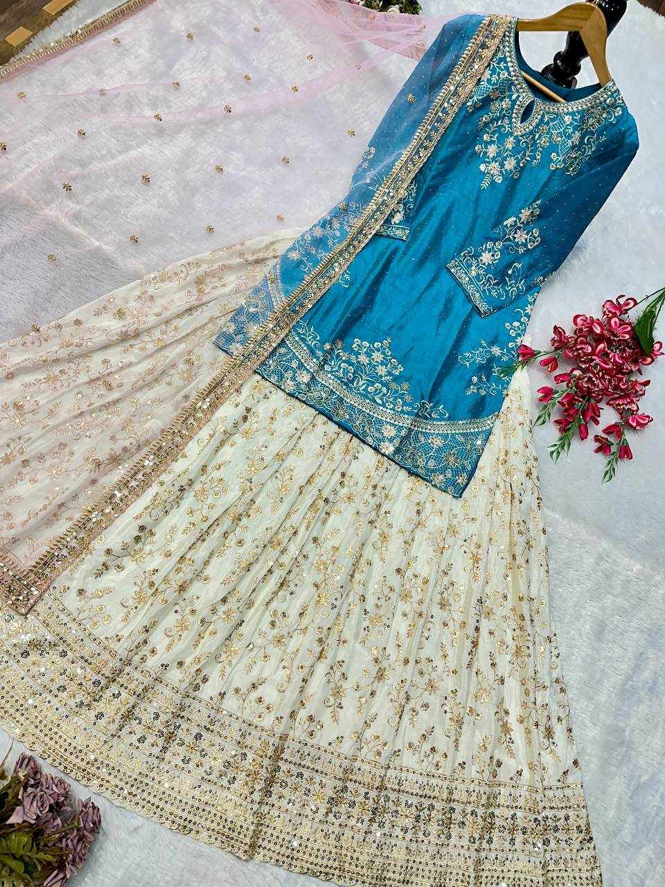 Ynf Heavy Chinnon Silk KESH523 282 Suits & Dresses Wedding Collections Festive Collections Wholesale Embroidery Suits Ladies Silk Suit Designer Suits Manufacturer
