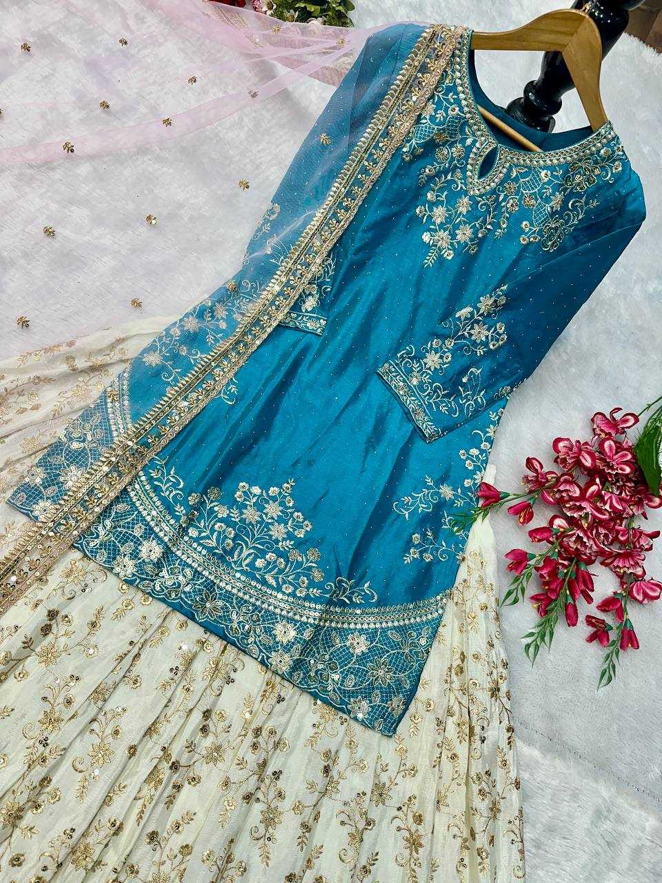 Ynf Heavy Chinnon Silk KESH523 282 Suits & Dresses Wedding Collections Festive Collections Wholesale Embroidery Suits Ladies Silk Suit Designer Suits Manufacturer