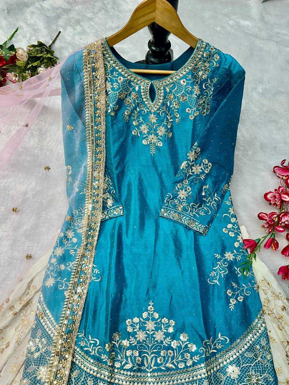 Ynf Heavy Chinnon Silk KESH523 282 Suits & Dresses Wedding Collections Festive Collections Wholesale Embroidery Suits Ladies Silk Suit Designer Suits Manufacturer
