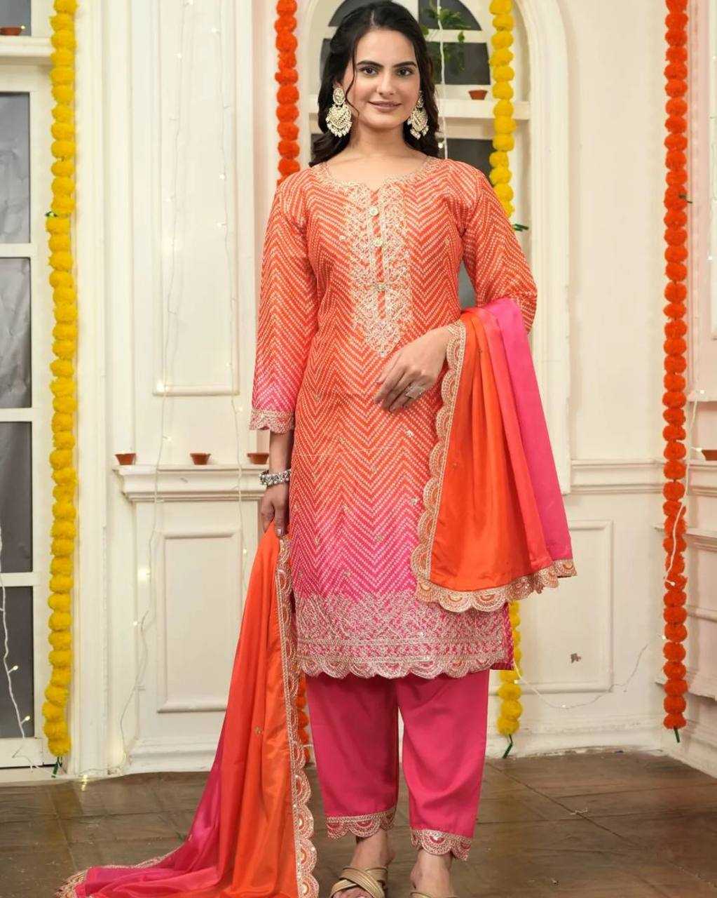 Ynf Heavy Chinnon Silk KESH523 286 Suits & Dresses Wedding Collections Festive Collections Wholesale Embroidery Suits Ladies Silk Suit Wedding Outfits Manufacturer