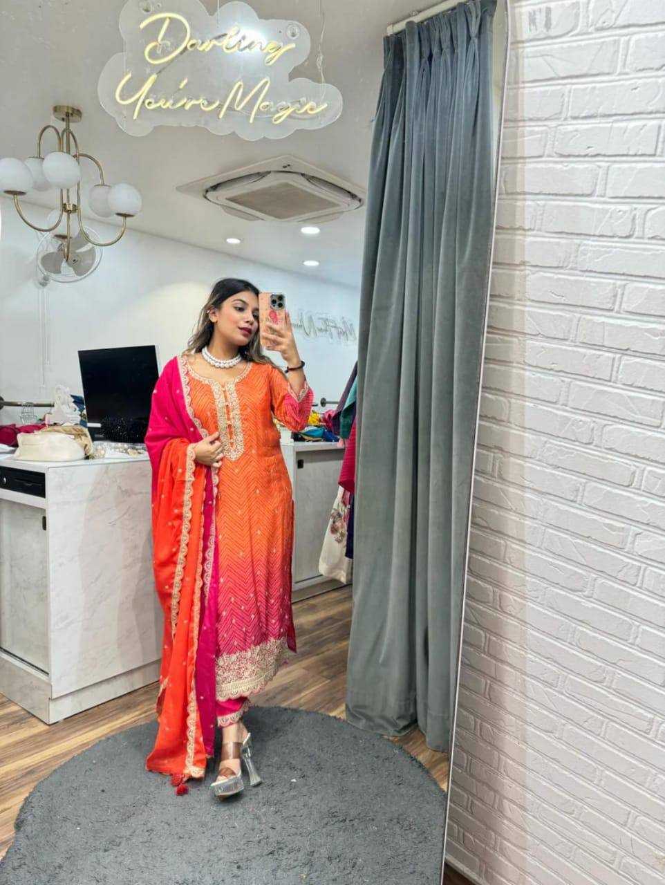 Ynf Heavy Chinnon Silk KESH523 286 Suits & Dresses Wedding Collections Festive Collections Wholesale Embroidery Suits Ladies Silk Suit Wedding Outfits Manufacturer