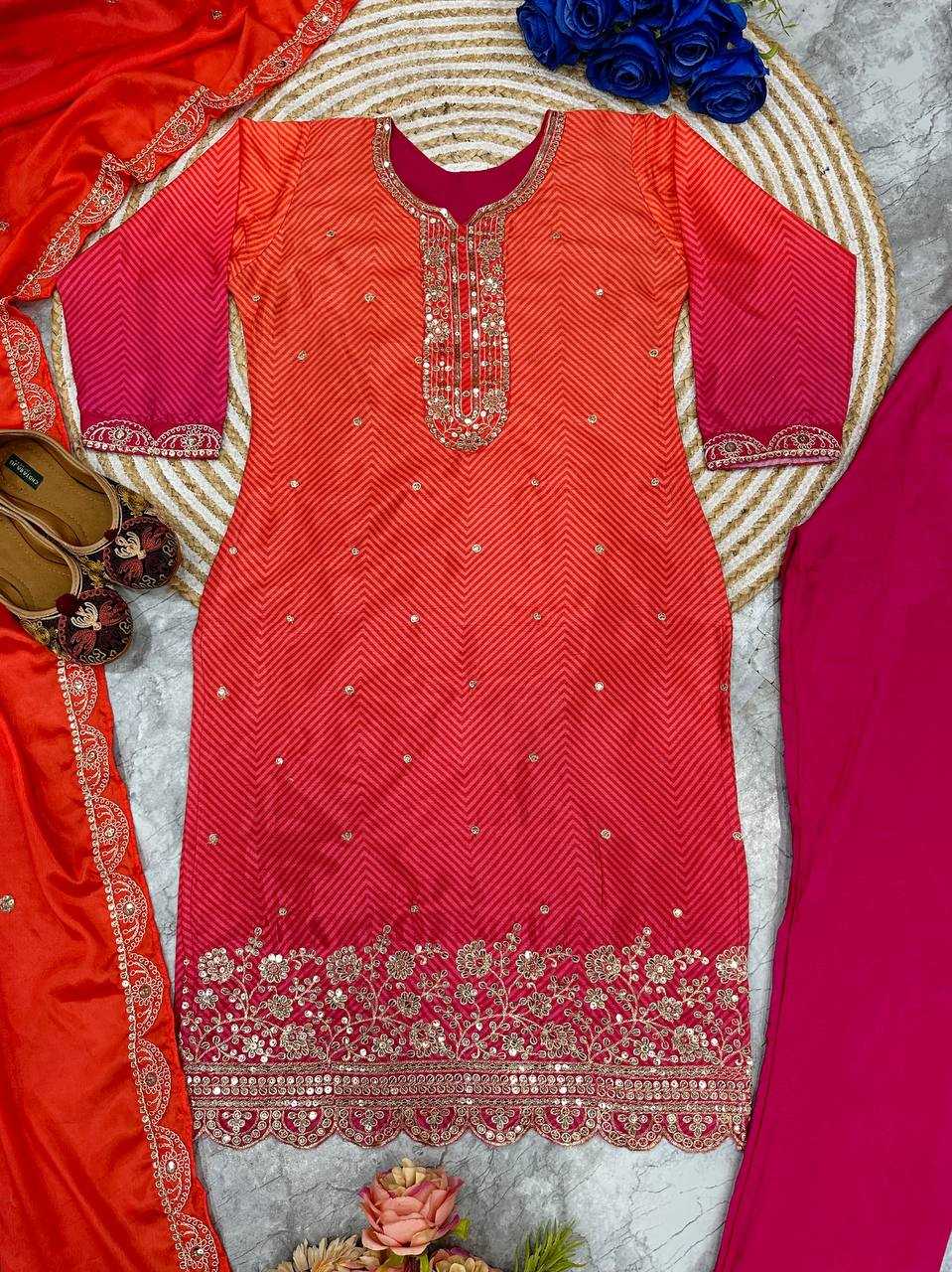 Ynf Heavy Chinnon Silk KESH523 286 Suits & Dresses Wedding Collections Festive Collections Wholesale Embroidery Suits Ladies Silk Suit Wedding Outfits Manufacturer