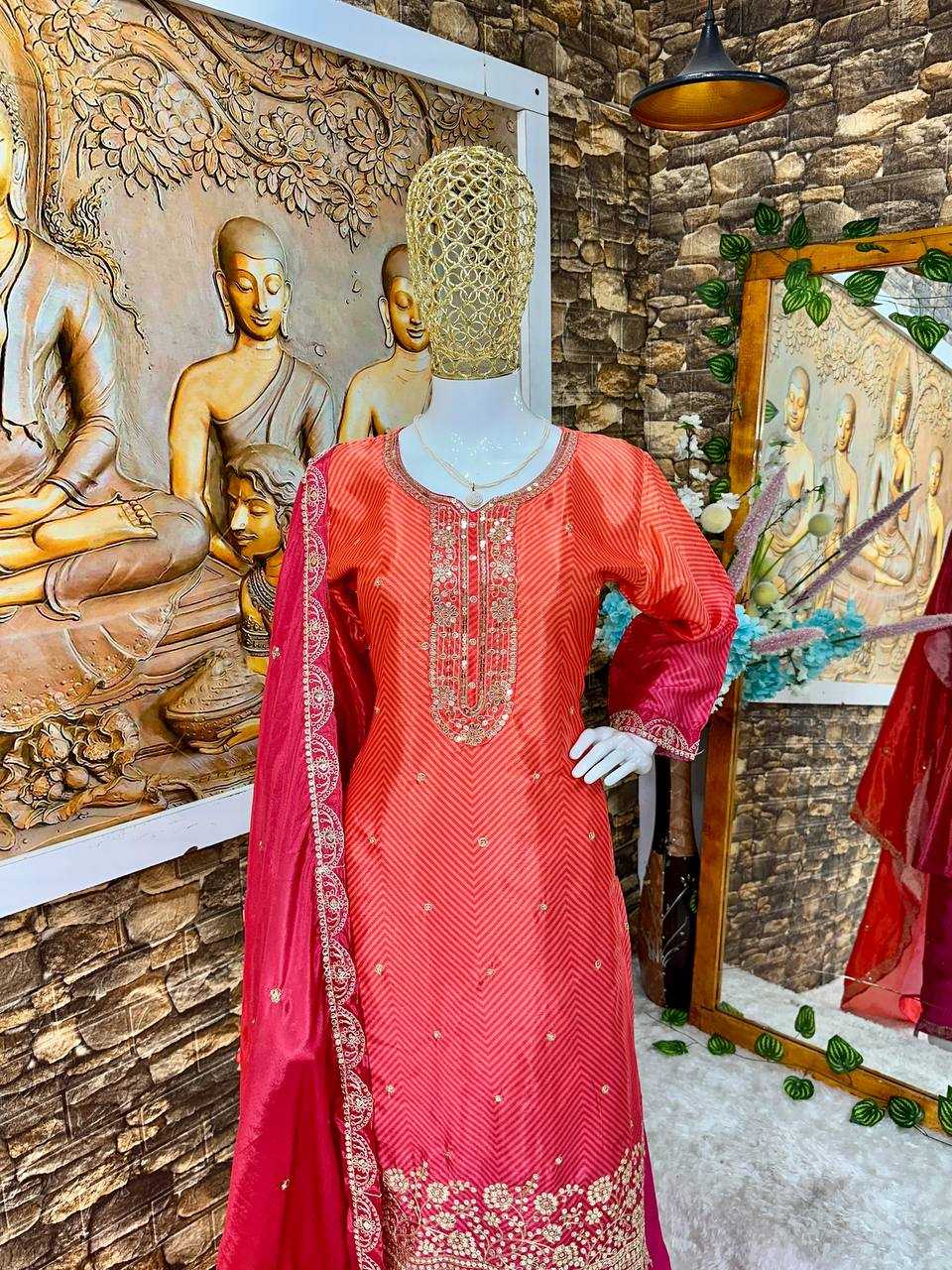 Ynf Heavy Chinnon Silk KESH523 286 Suits & Dresses Wedding Collections Festive Collections Wholesale Embroidery Suits Ladies Silk Suit Wedding Outfits Manufacturer