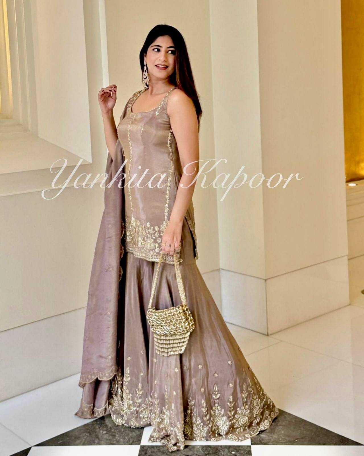 Ynf Heavy Chinnon Silk KESH523 290 Suits & Dresses Wedding Collections Festive Collections Wholesale Sharara Salwar Suits Embroidery Suits Party Wear Dresses Manufacturer