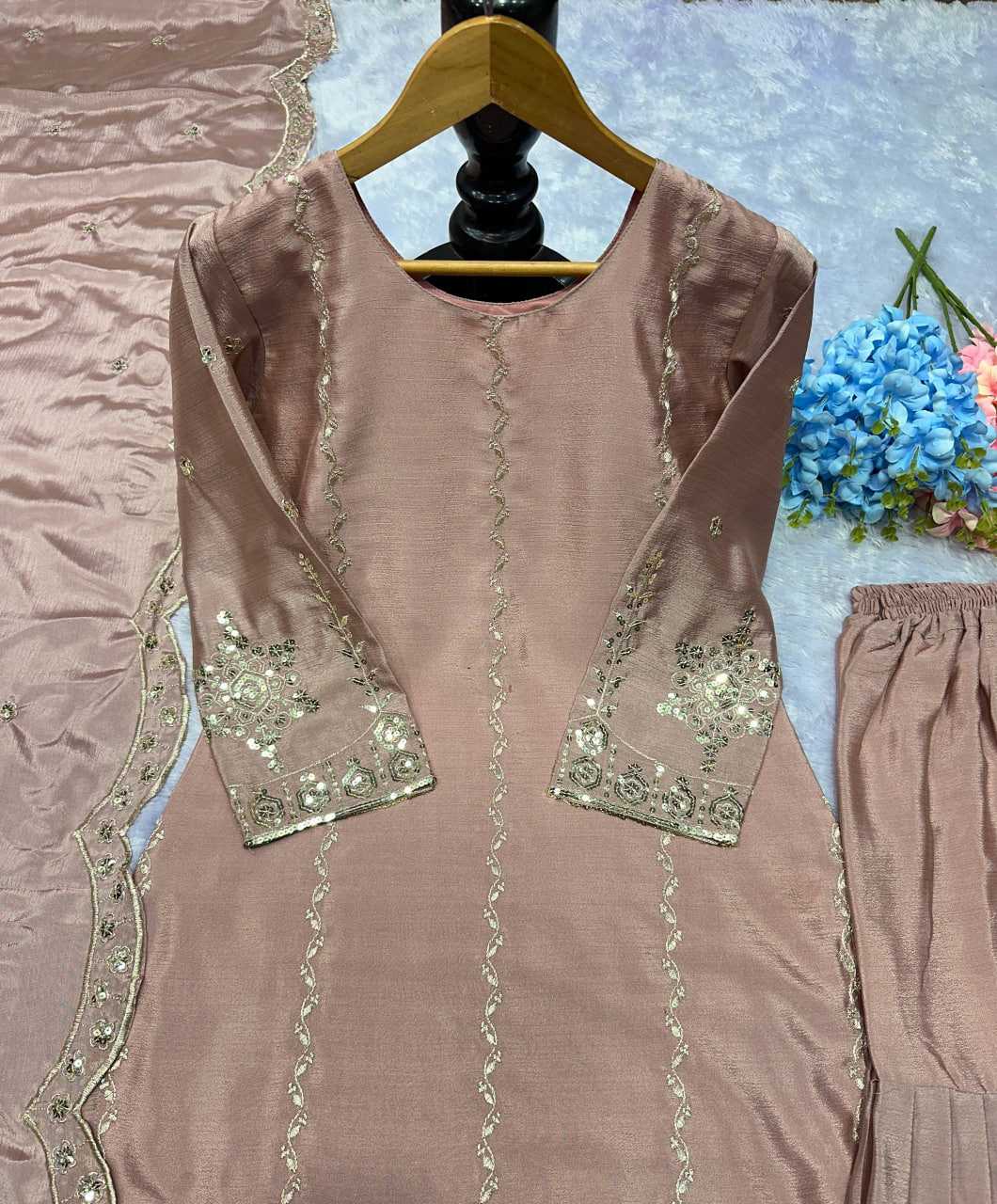 Ynf Heavy Chinnon Silk KESH523 290 Suits & Dresses Wedding Collections Festive Collections Wholesale Sharara Salwar Suits Embroidery Suits Party Wear Dresses Manufacturer