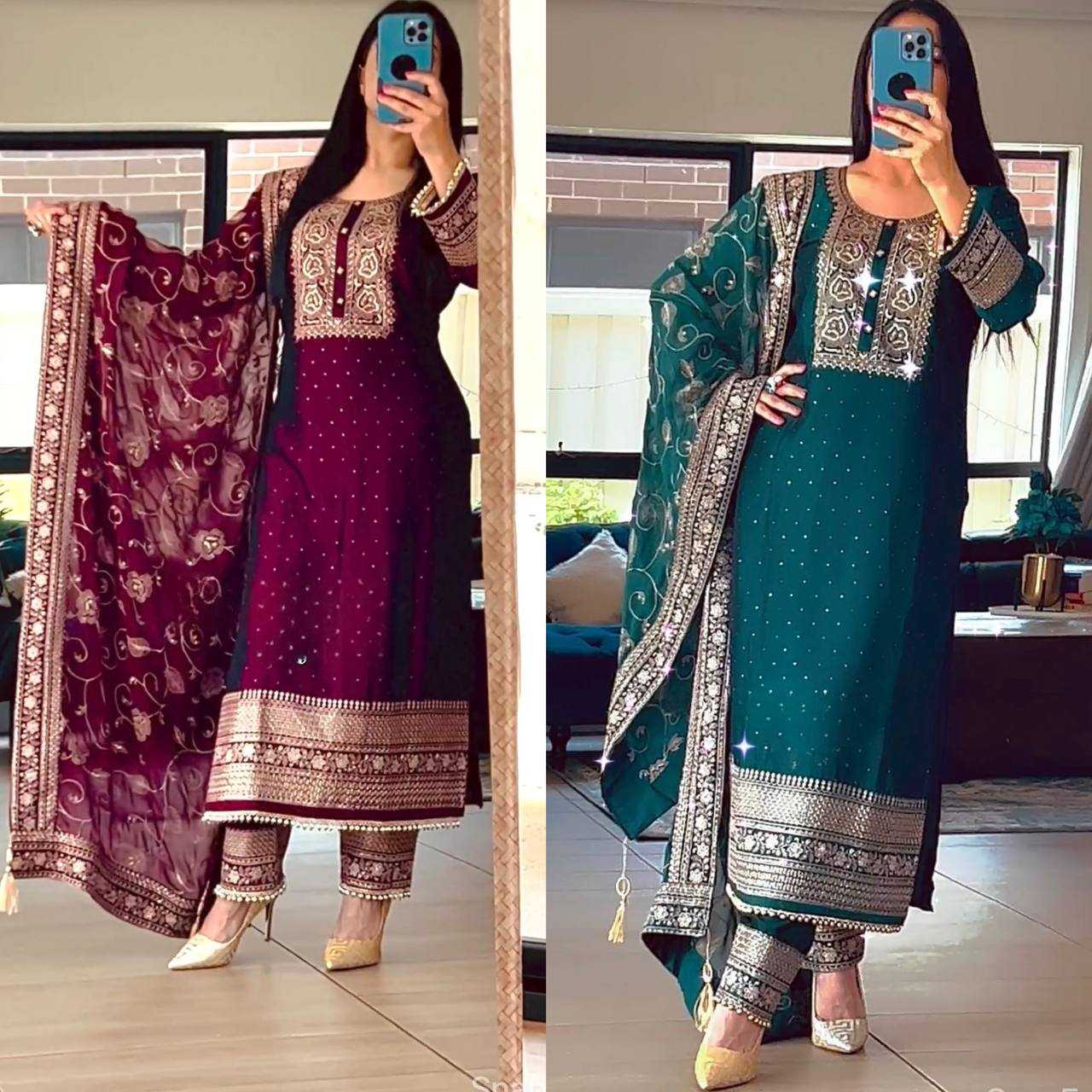 Ynf Heavy Chinnon Silk KESH528 422 Suits & Dresses Islamic Clothing Festive Collections Wholesale Pakistani Suits Embroidery Suits Ladies Silk Suit Manufacturer