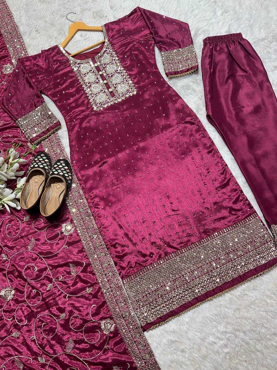 Ynf Heavy Chinnon Silk KESH528 422 Suits & Dresses Islamic Clothing Festive Collections Wholesale Pakistani Suits Embroidery Suits Ladies Silk Suit Manufacturer