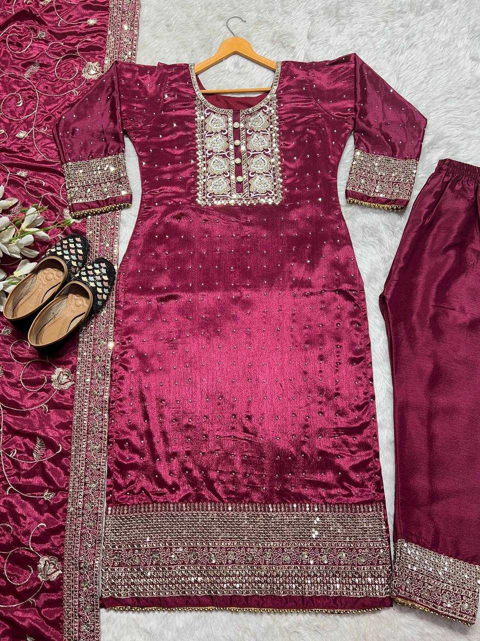 Ynf Heavy Chinnon Silk KESH528 422 Suits & Dresses Islamic Clothing Festive Collections Wholesale Pakistani Suits Embroidery Suits Ladies Silk Suit Manufacturer