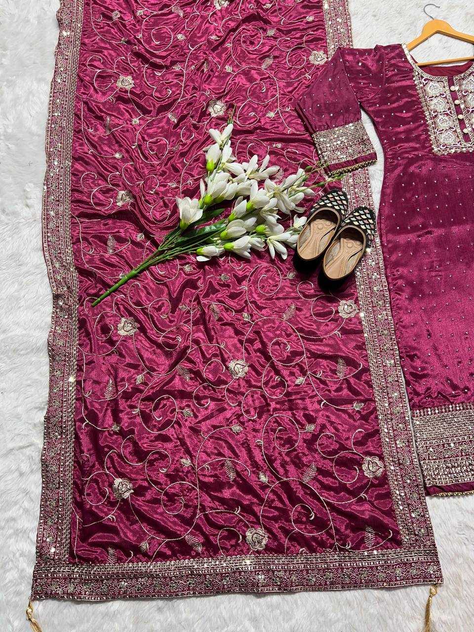 Ynf Heavy Chinnon Silk KESH528 422 Suits & Dresses Islamic Clothing Festive Collections Wholesale Pakistani Suits Embroidery Suits Ladies Silk Suit Manufacturer