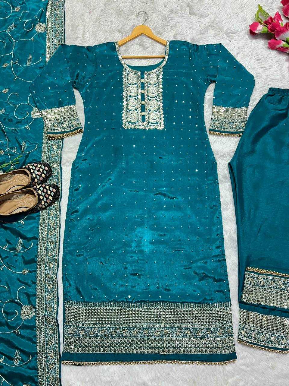 Ynf Heavy Chinnon Silk KESH528 422 Suits & Dresses Islamic Clothing Festive Collections Wholesale Pakistani Suits Embroidery Suits Ladies Silk Suit Manufacturer