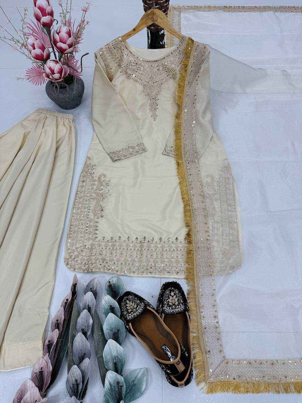 Ynf Heavy Crepe KESH512 1693 Suits & Dresses Wedding Collections Festive Collections Wholesale Embroidery Suits Palazzo Suit Designer Suits Manufacturer