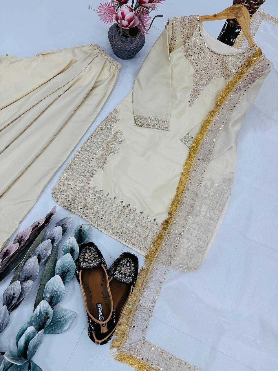 Ynf Heavy Crepe KESH512 1693 Suits & Dresses Wedding Collections Festive Collections Wholesale Embroidery Suits Palazzo Suit Designer Suits Manufacturer