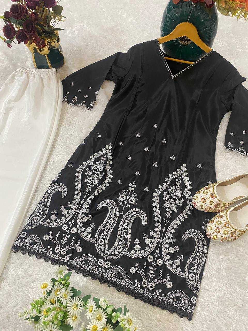Ynf Heavy Crepe KESH526 100 Kurti Western Wears Festive Collections Wholesale Festive Kurtis Kurtis With Bottom Embroidered Kurtis Manufacturer