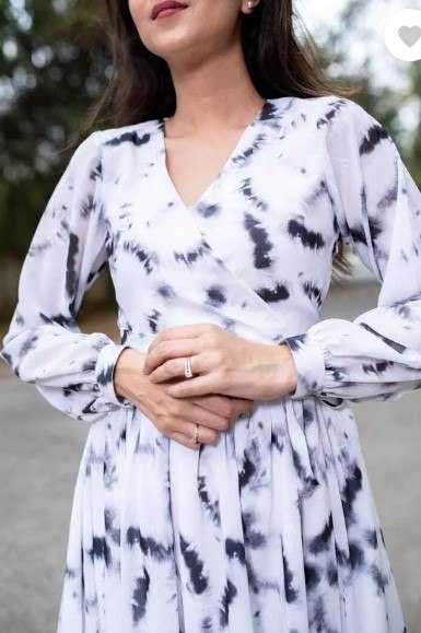 Ynf Heavy Crepe KESH559 WHITE Suits & Dresses Western Wears Festive Collections Wholesale Indo Western Dresses Tops Party Wear Dresses Manufacturer