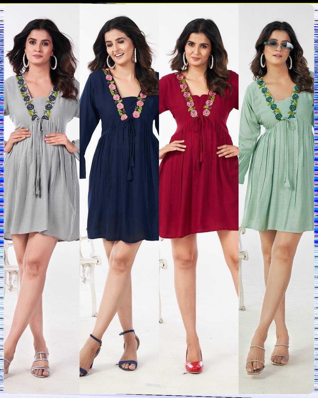 Ynf Heavy Rayon RIN125 Stylish Western Wears Wholesale One Piece Dress Manufacturer