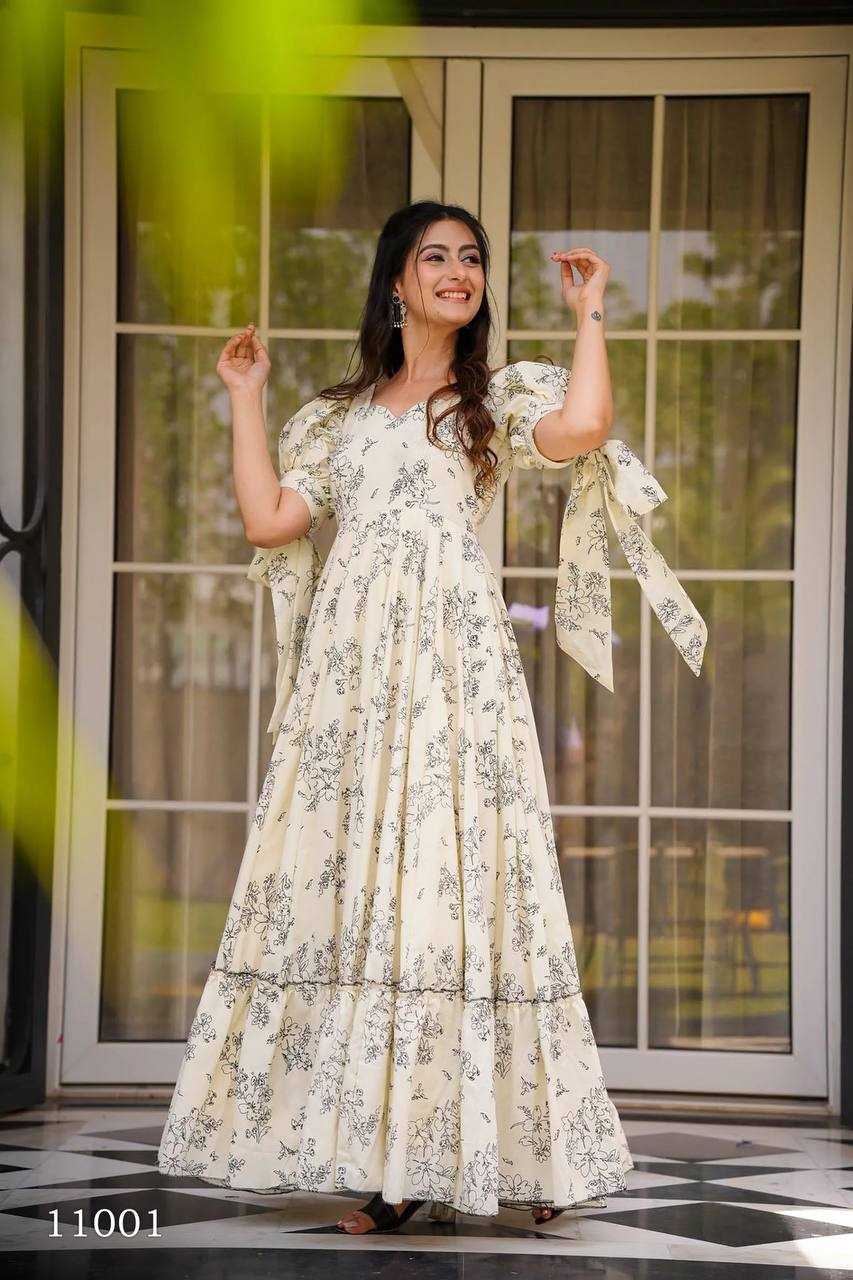 Ynf Heavy Rayon RIN131 11001 Gowns Wholesale Printed Gowns Anarkali Gown Fit And Flare Gowns Manufacturer