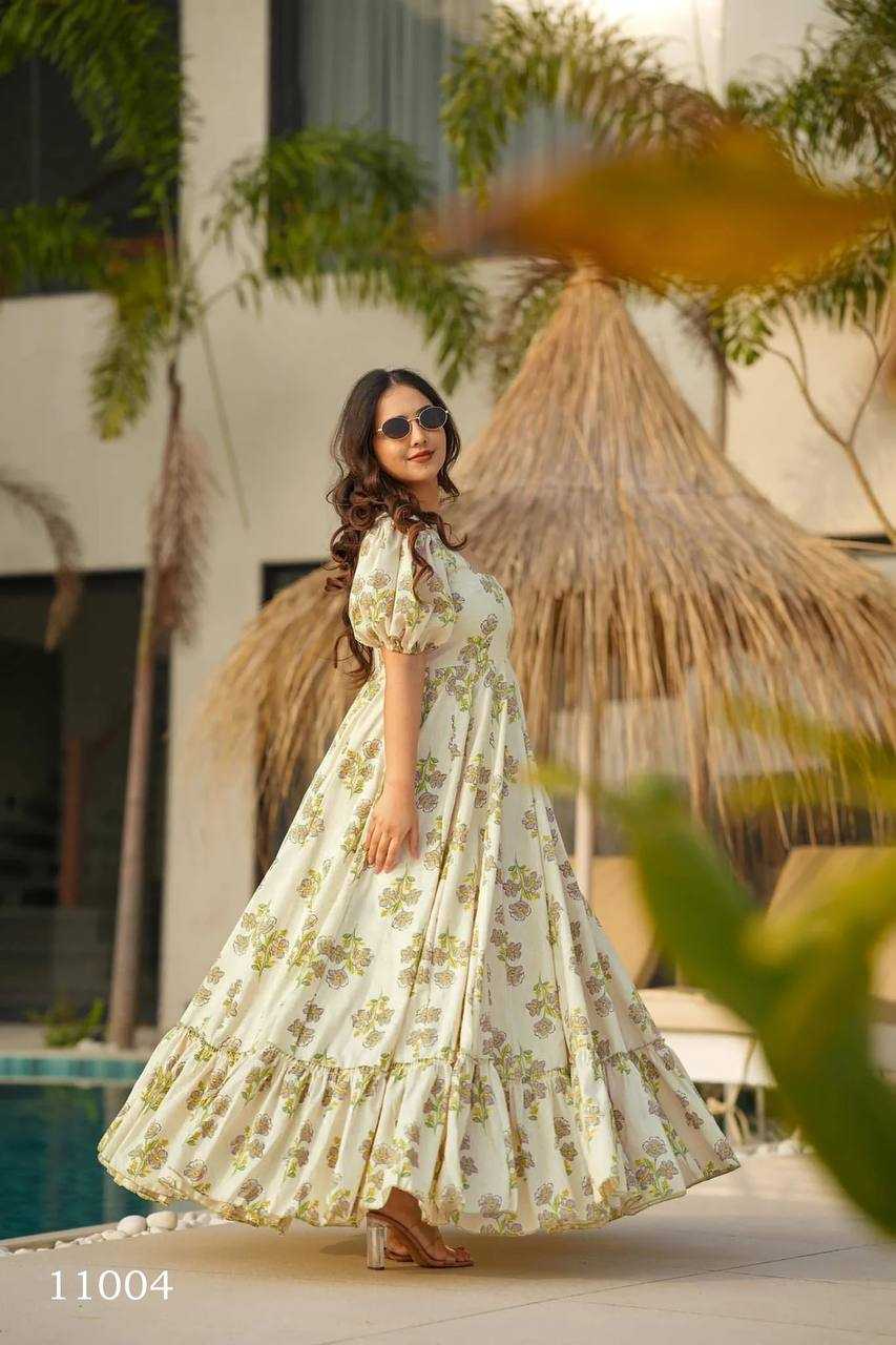 Ynf Heavy Rayon RIN131 11001 Gowns Wholesale Printed Gowns Anarkali Gown Fit And Flare Gowns Manufacturer