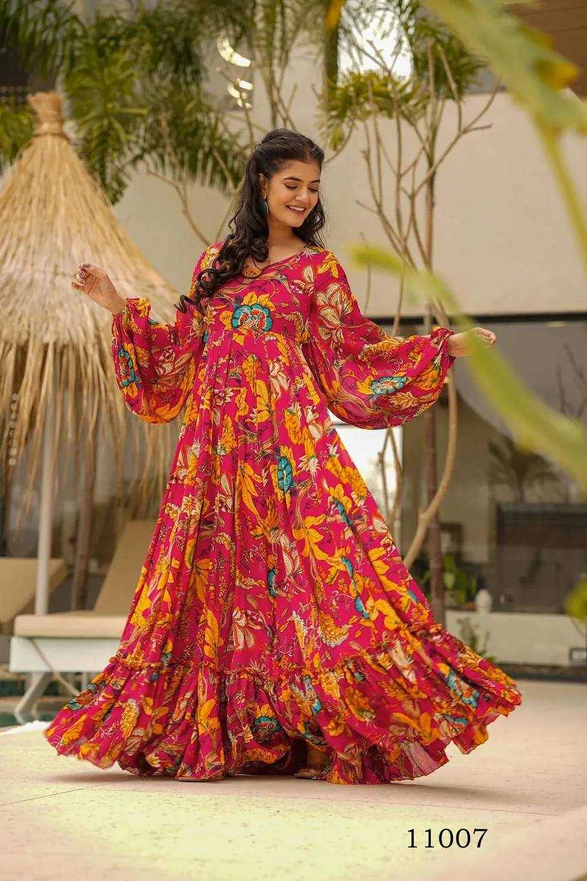 Ynf Heavy Rayon RIN131 11001 Gowns Wholesale Printed Gowns Anarkali Gown Fit And Flare Gowns Manufacturer
