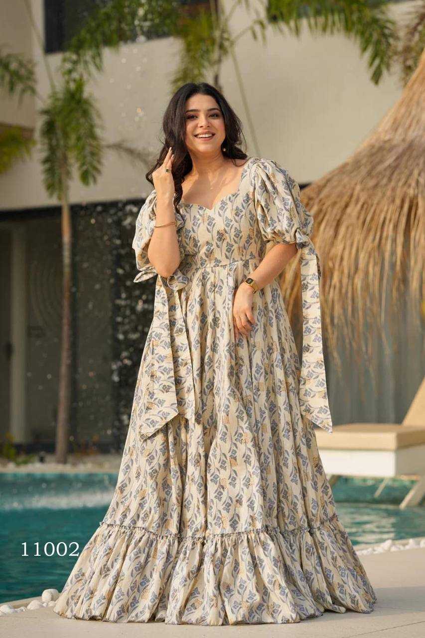 Ynf Heavy Rayon RIN131 11001 Gowns Wholesale Printed Gowns Anarkali Gown Fit And Flare Gowns Manufacturer