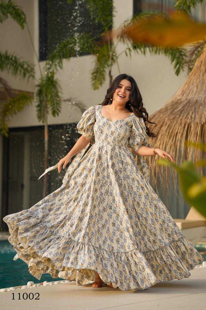Ynf Heavy Rayon RIN131 11001 Gowns Wholesale Printed Gowns Anarkali Gown Fit And Flare Gowns Manufacturer