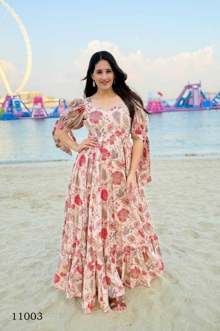 Ynf Heavy Rayon RIN131 11001 Gowns Wholesale Printed Gowns Anarkali Gown Fit And Flare Gowns Manufacturer