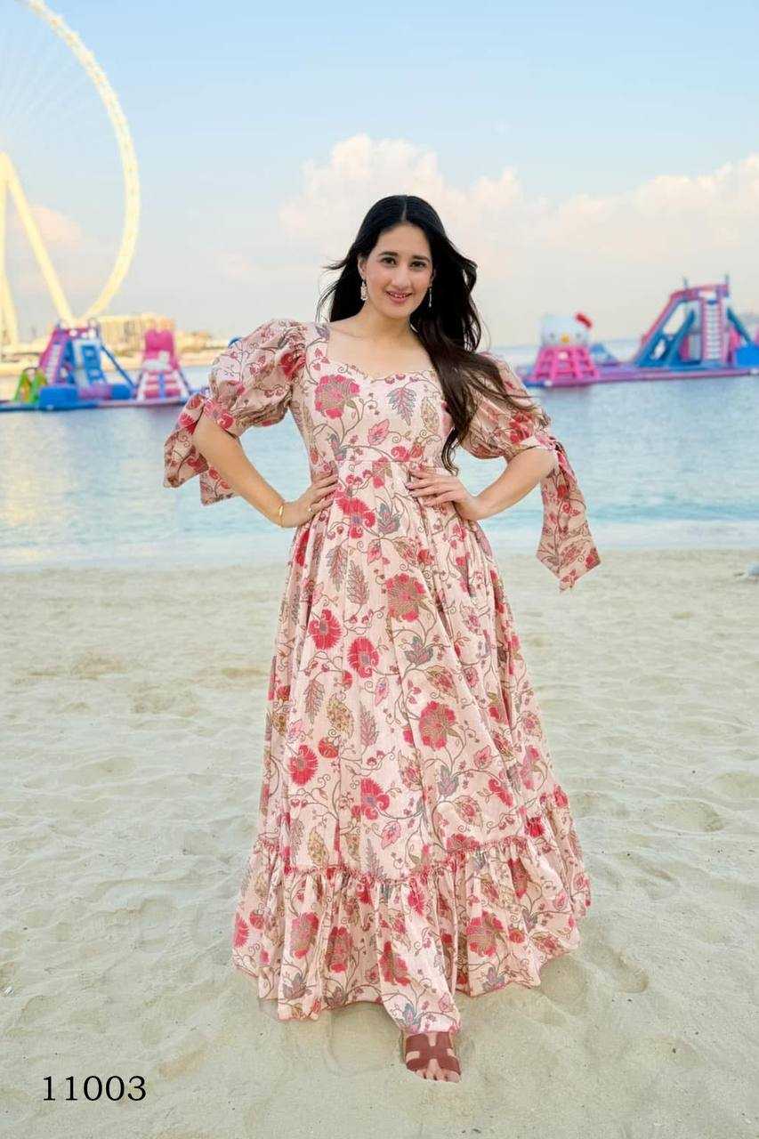 Ynf Heavy Rayon RIN131 11001 Gowns Wholesale Printed Gowns Anarkali Gown Fit And Flare Gowns Manufacturer