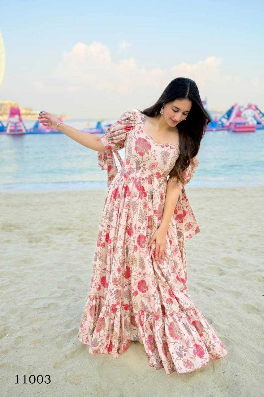 Ynf Heavy Rayon RIN131 11001 Gowns Wholesale Printed Gowns Anarkali Gown Fit And Flare Gowns Manufacturer