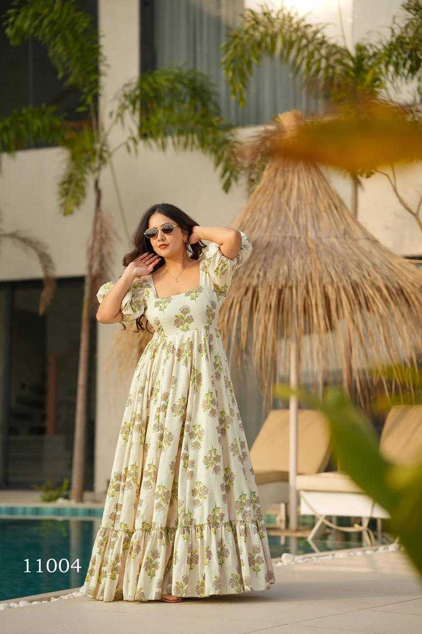 Ynf Heavy Rayon RIN131 11001 Gowns Wholesale Printed Gowns Anarkali Gown Fit And Flare Gowns Manufacturer