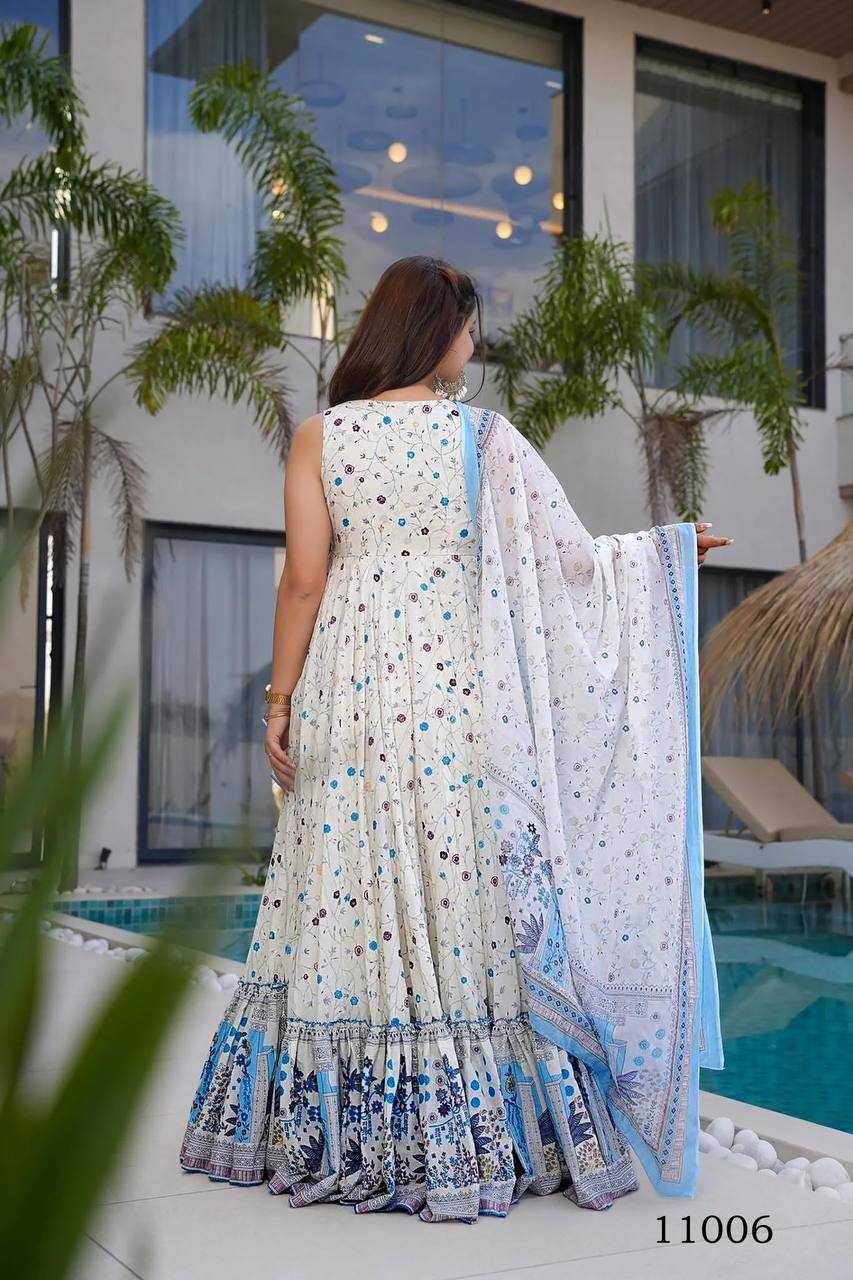 Ynf Heavy Rayon RIN131 11006 Gowns Wholesale Printed Gowns Anarkali Gown Gown With Dupatta Manufacturer