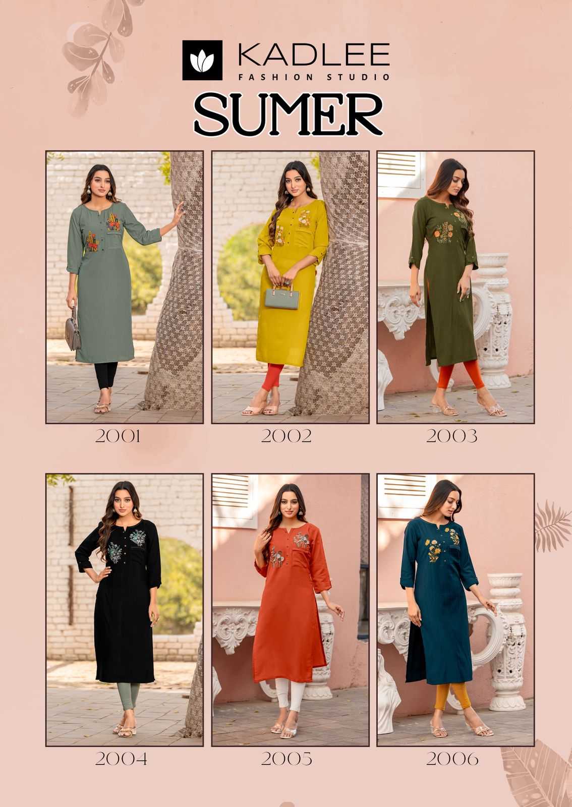 Ynf Heavy Rayon RIN190 KADLEE-SUMER Setwise Collections Wholesale Kurtis Catalogs Manufacturer