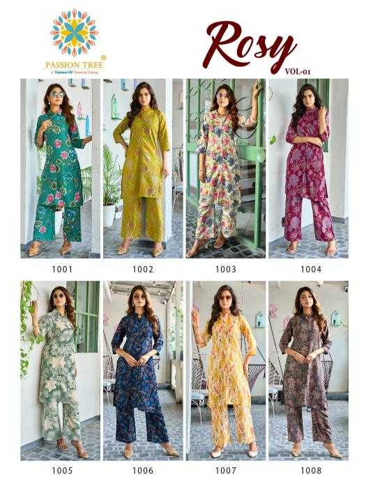 Ynf Heavy Rayon RIN190 PASSION TREE-ROSY VOL-1 Setwise Collections Wholesale Kurtis Catalogs Manufacturer