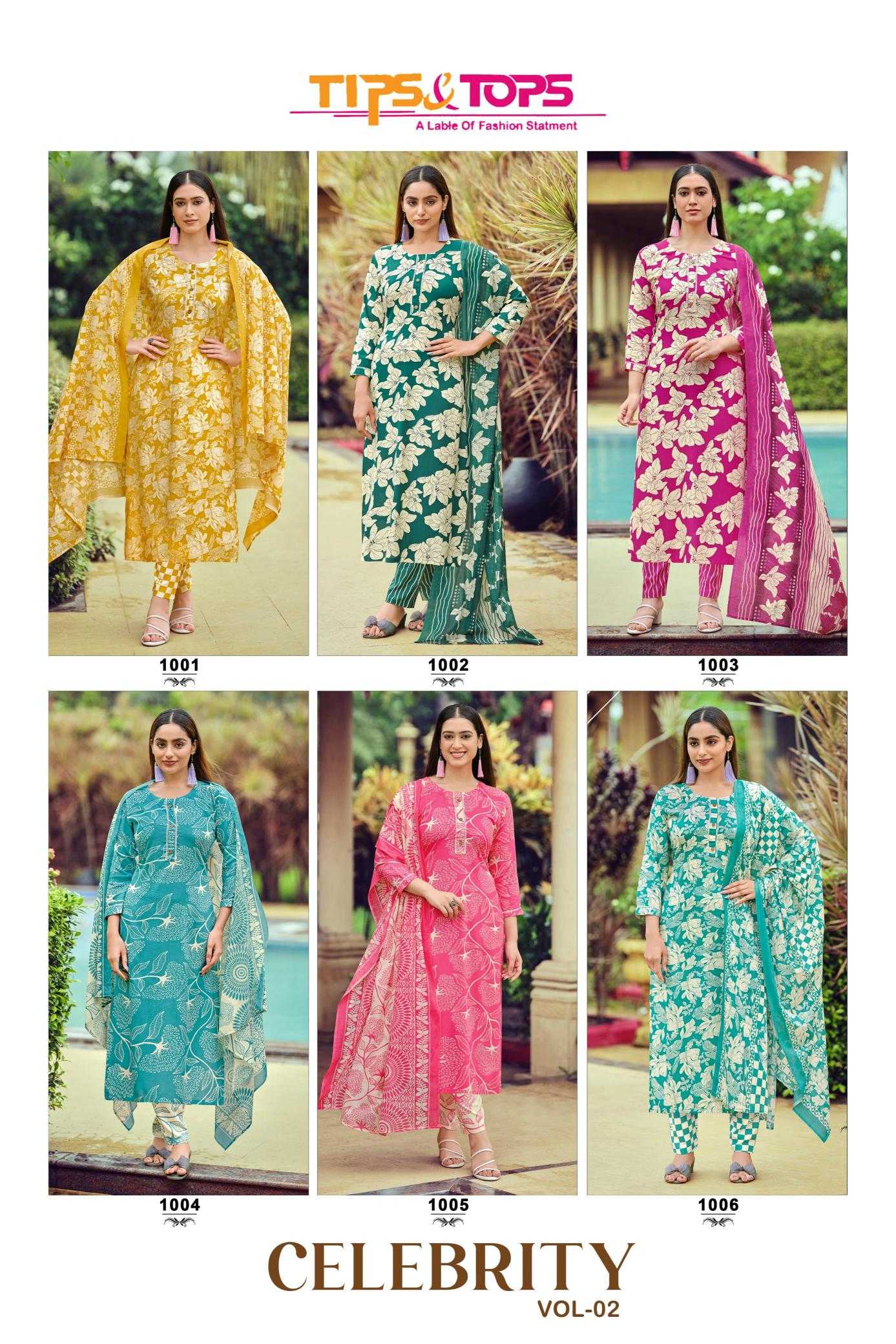 Ynf Heavy Rayon RIN190 TIPS & TOPS-CELEBRITY Vol 02 Setwise Collections Wholesale Dresses & Suits Catalogs Manufacturer