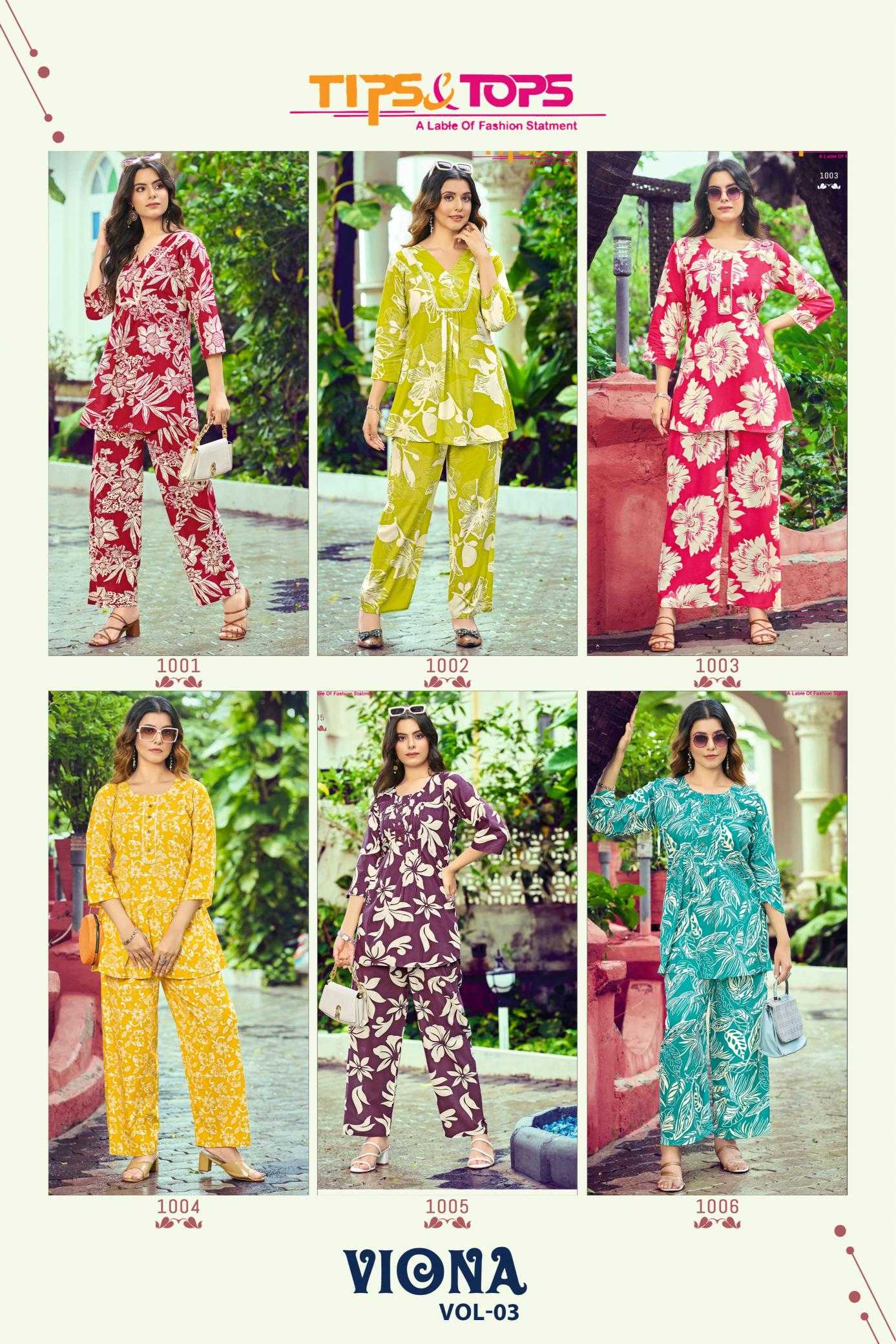 Ynf Heavy Rayon RIN190 TIPS & TOPS-VIONA Vol 03 Setwise Collections Wholesale Kurtis Catalogs Manufacturer